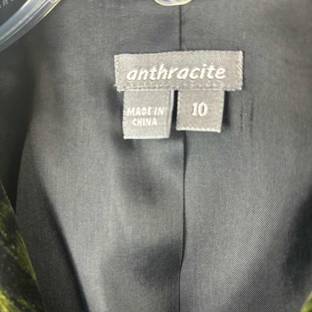 Anthro-Anthracite Leopard print green velvet blazer w/peacock pin-Woman’s 10-EUC - Picture 7 of 14